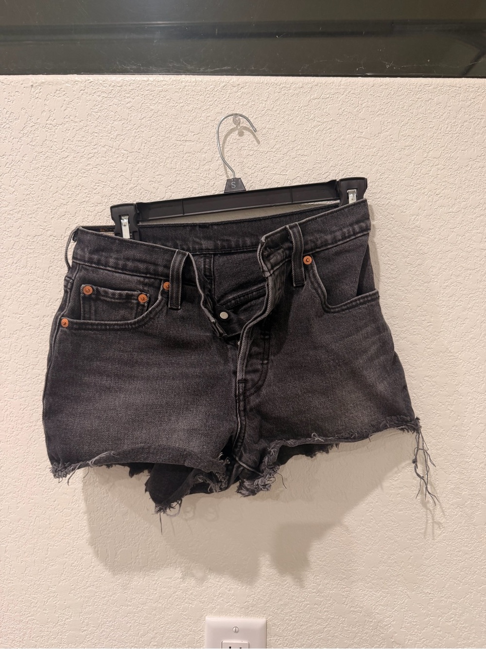 Levi's Black Washed Denim Cutoff Shorts - Picture 2 of 5